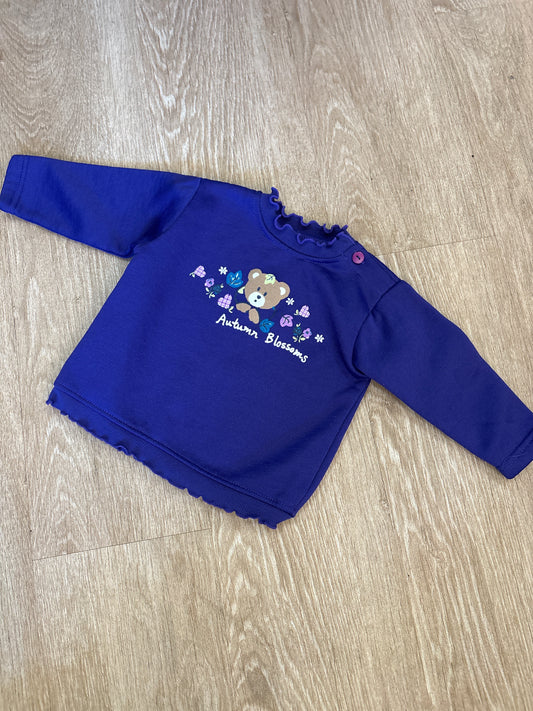 12m VINTAGE Autumn Blossoms Purple Crewneck