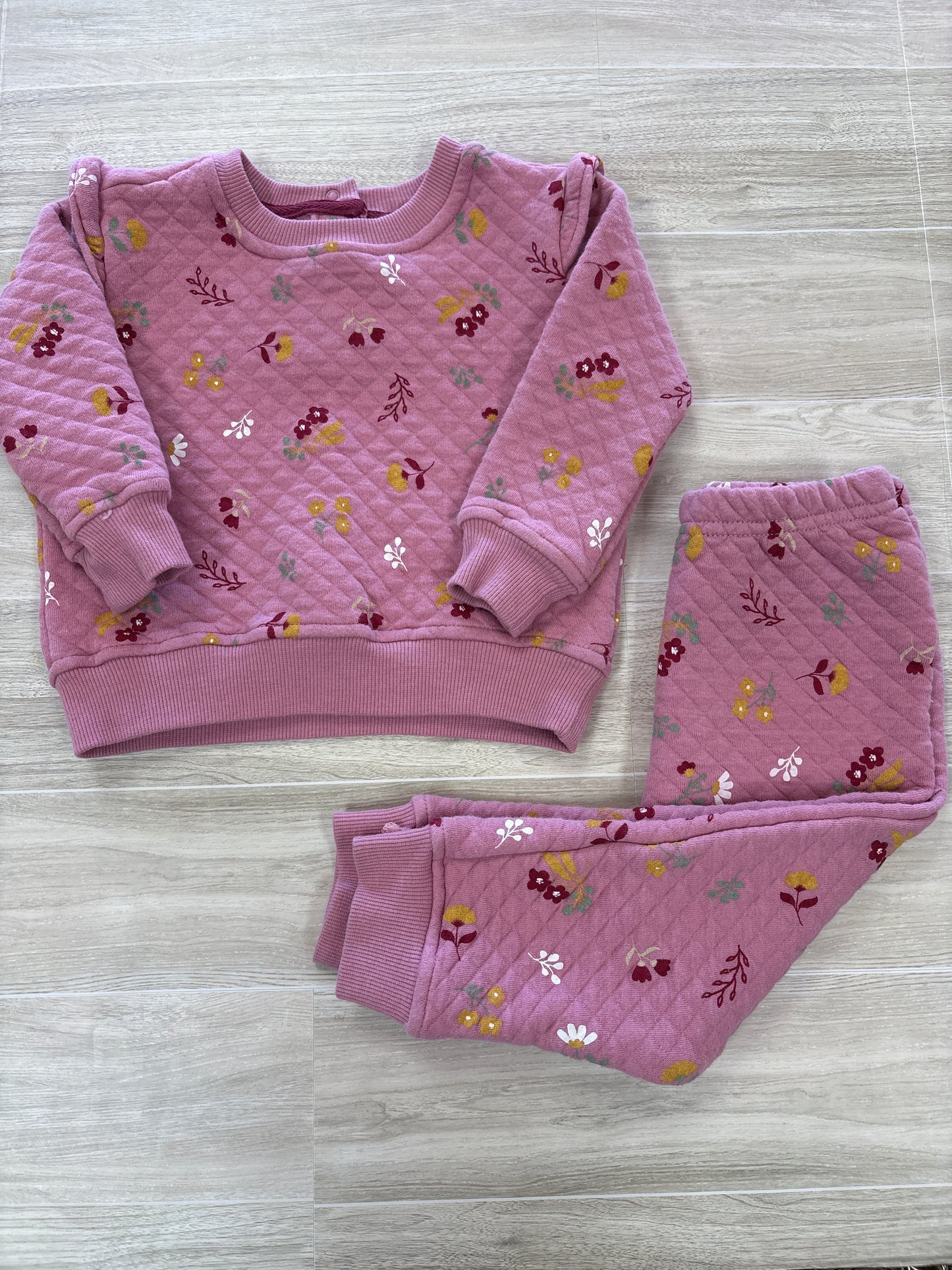 18m Pink Floral Crweneck + Jogger 2 Piece Set