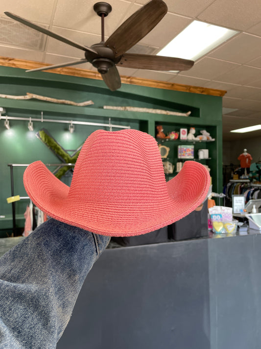 NEW Womens Straw Cowboy Hat - Light Pink