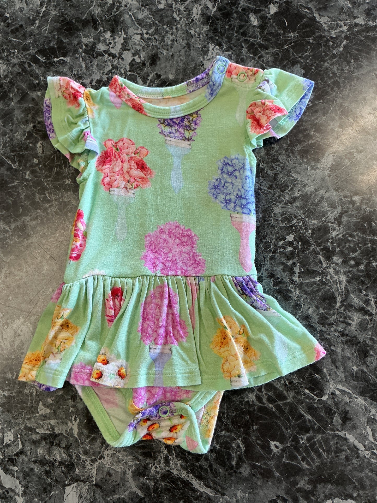 0-3m Posh Peanut Bouquet Brush Romper