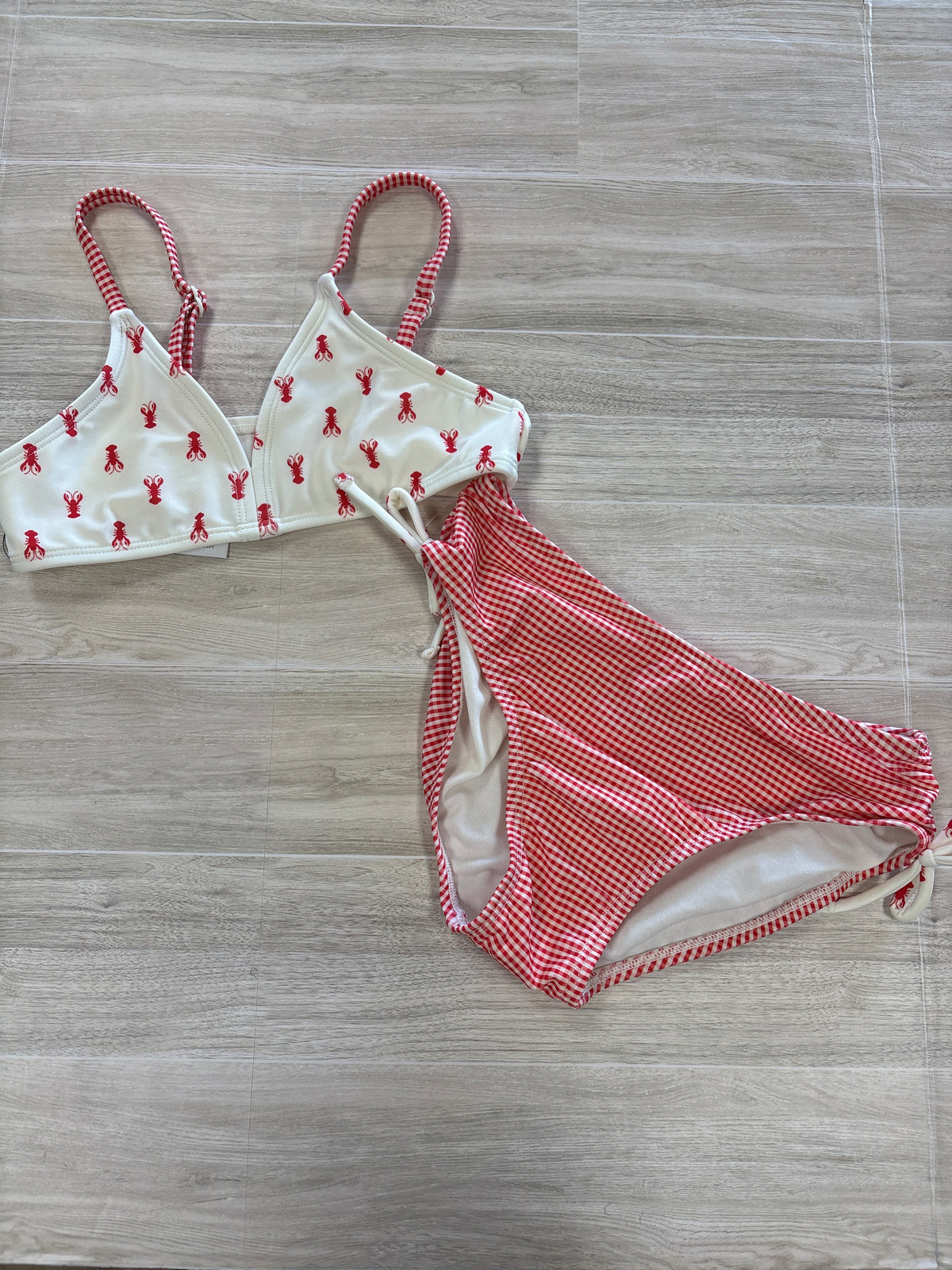 NWT 8 Lobseter/Red Checkered 2 Piece Swimsuit