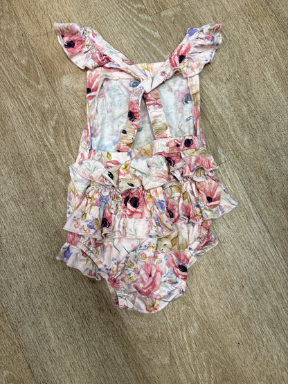 6-12m Posh Peanut Bunny Romper + Bow Set