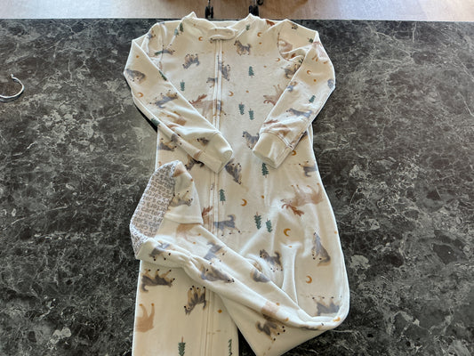 3T Velour Pajama - Forest Animals