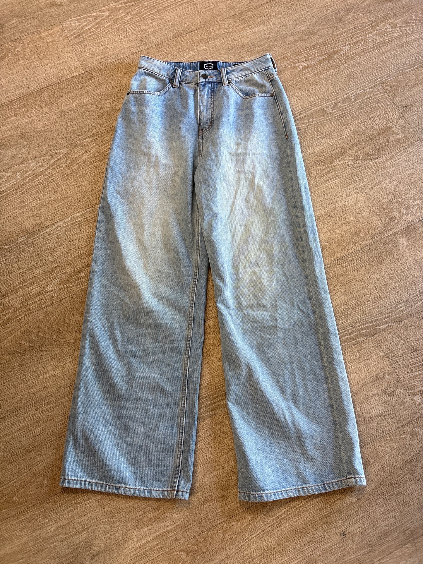 Womens 26 RVCA Coco Light Wash Wide Leg Denim