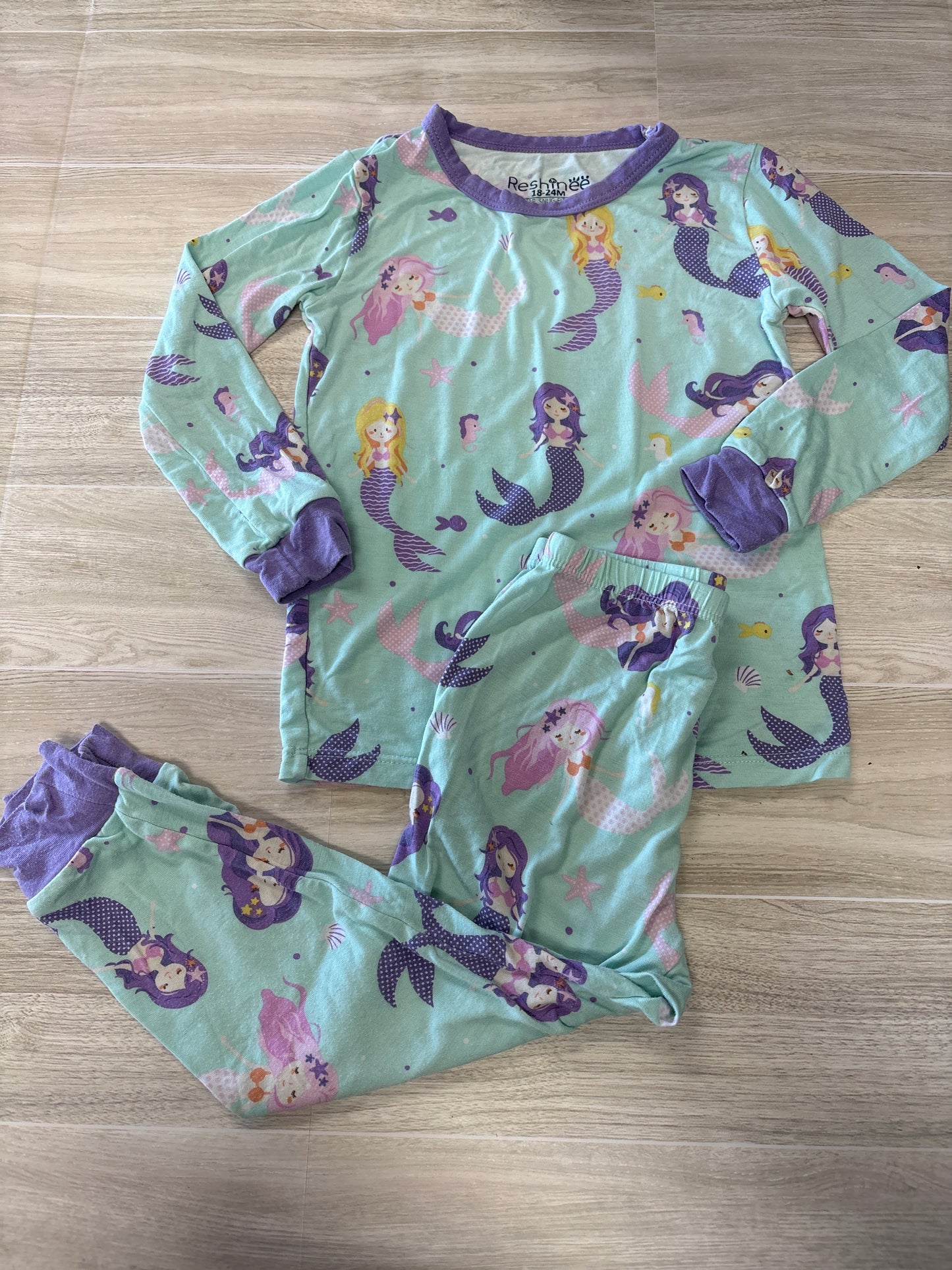 18-24m Reshinee Mint Mermaid 2 Piece Pajama Set