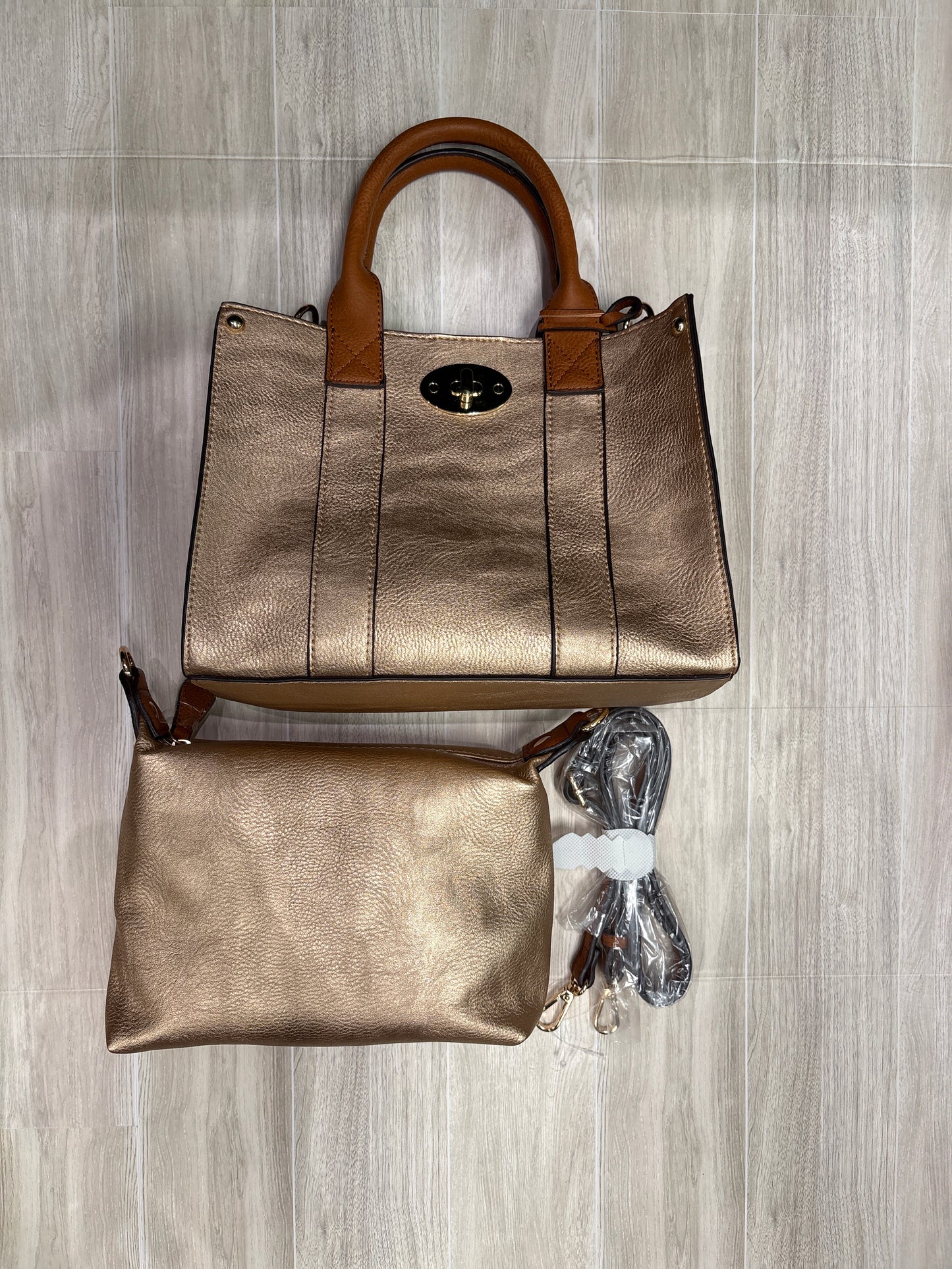 NWOT Rose Gold Purse with Insert Clutch