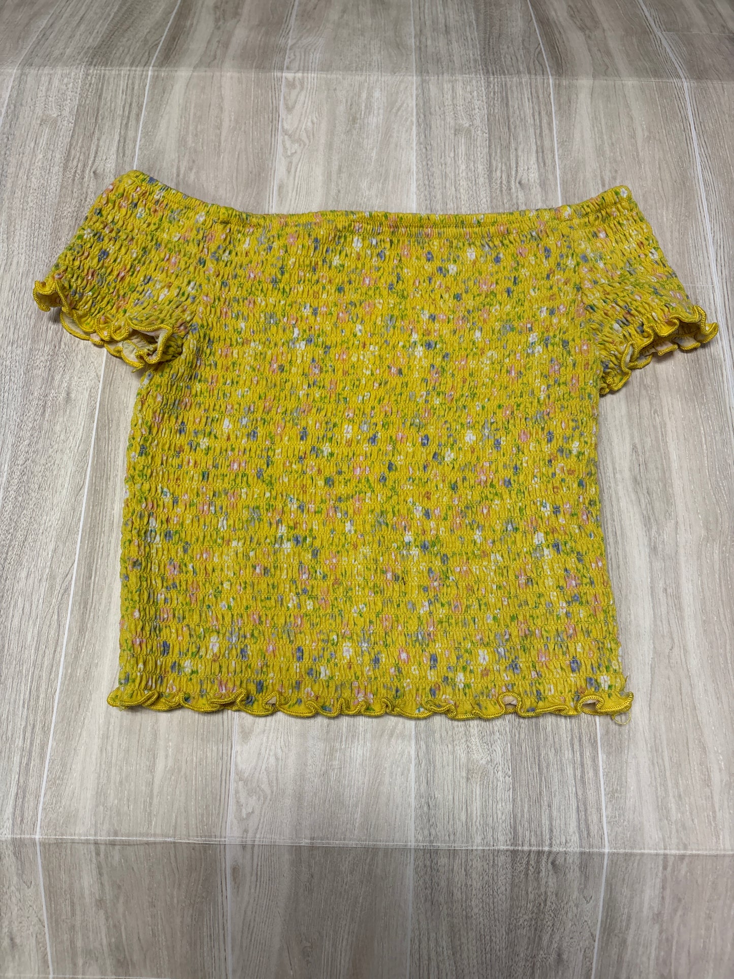 6 Yellow Cinched Floral Blouse