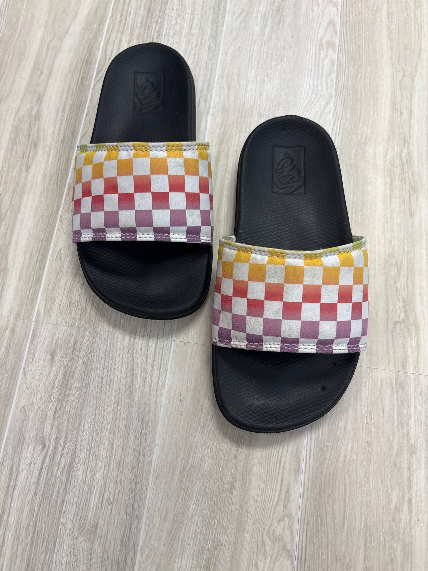1Y Multicolored Checkered Vans Slides