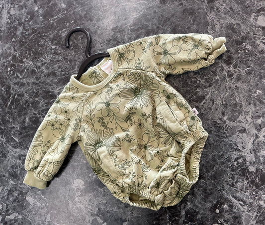 0-3m Honest Green Floral Bubble Onesie