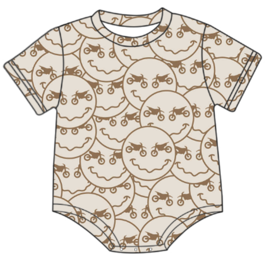 Strictly Wild - Dirt Bike Smiley Bubble Romper: 2T