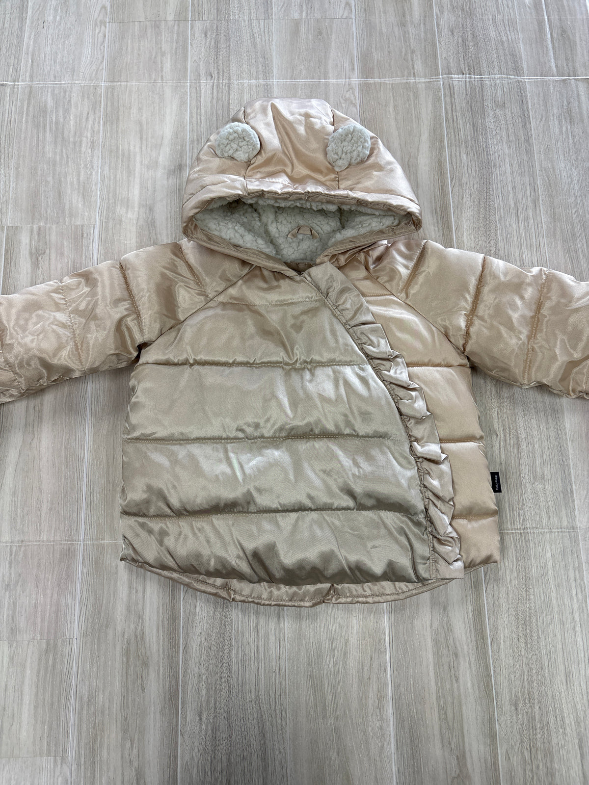 6-12m GAP Gold Ear Hooded Zip Up Puffer Jacket