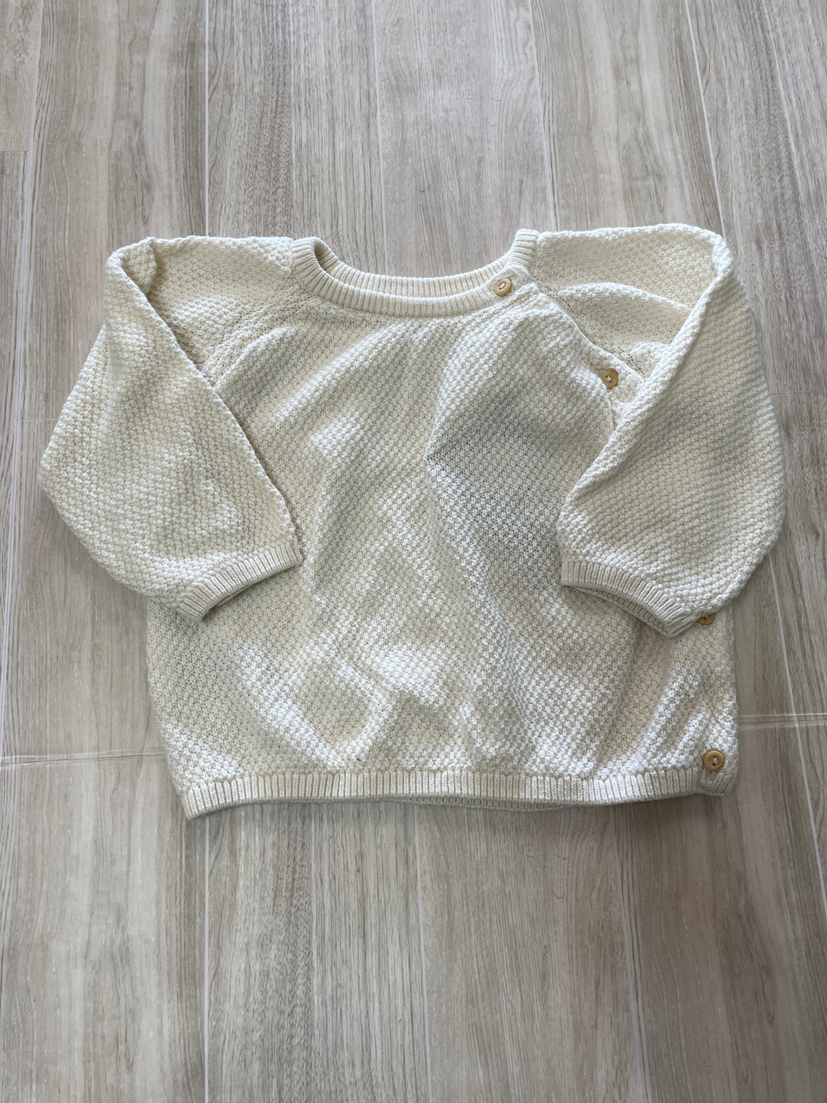 9m Cream Button Knit Long Sleeve