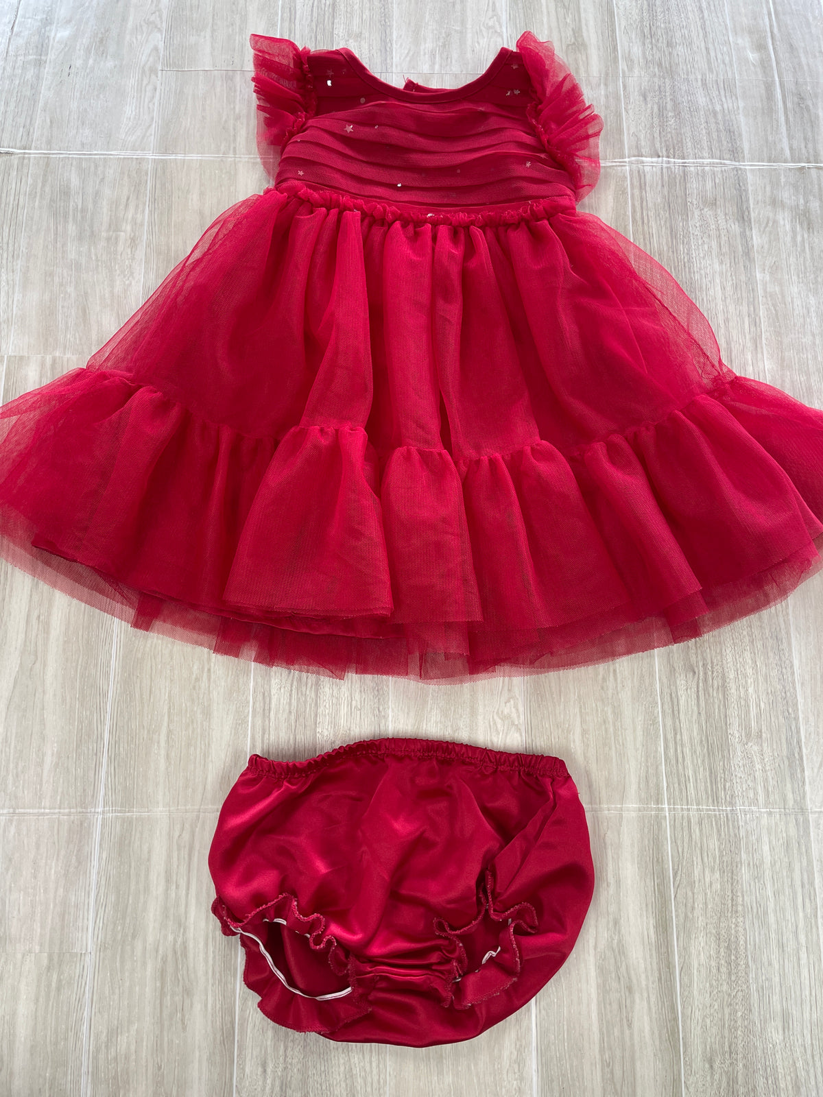 24m Red Toole Sparkle Dress W/ Bloomers