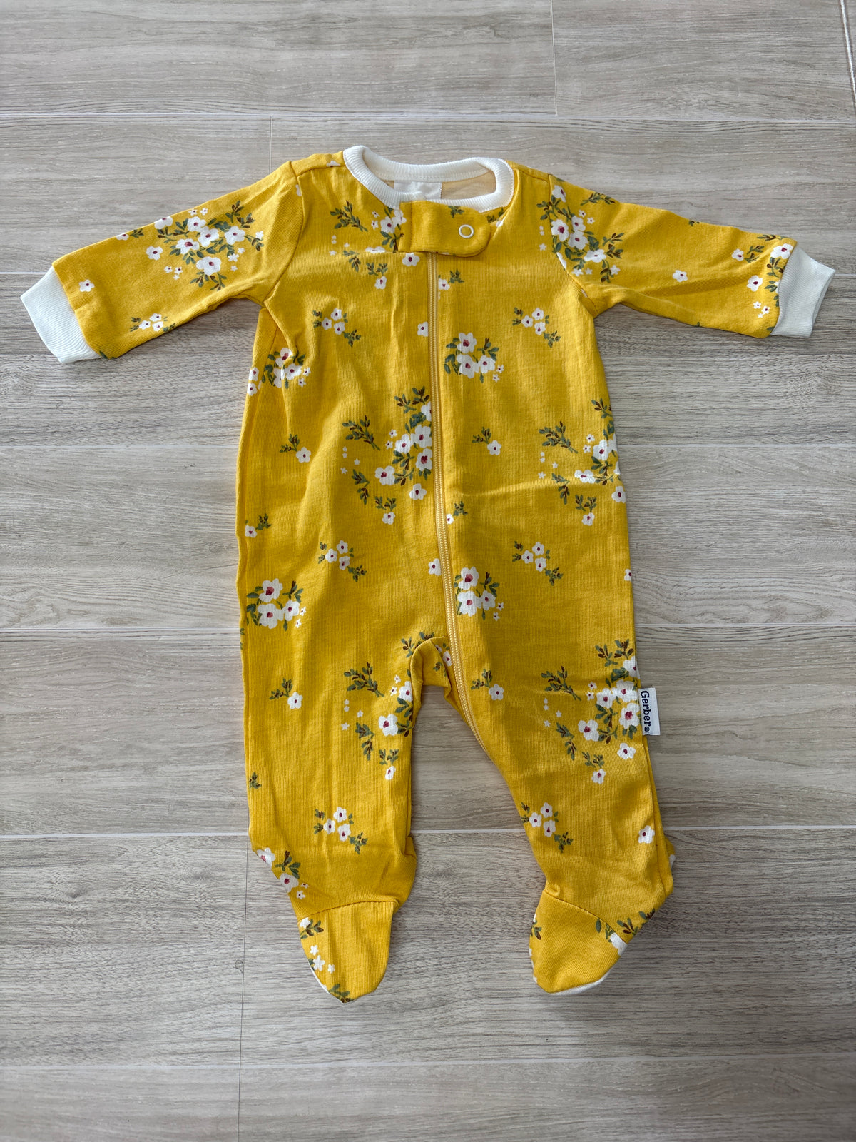 Preemie Mustard Floral Pajama