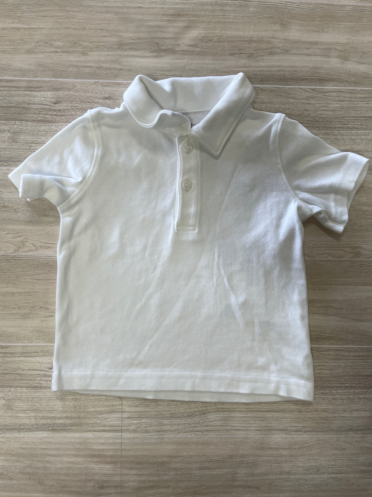 12m White Collared Button Tee
