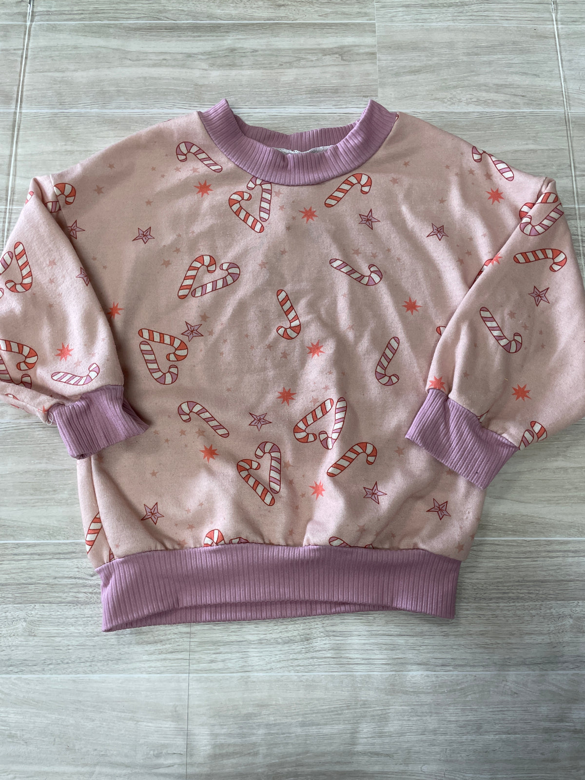 4T Light Pink Candy Cane Long Sleeve