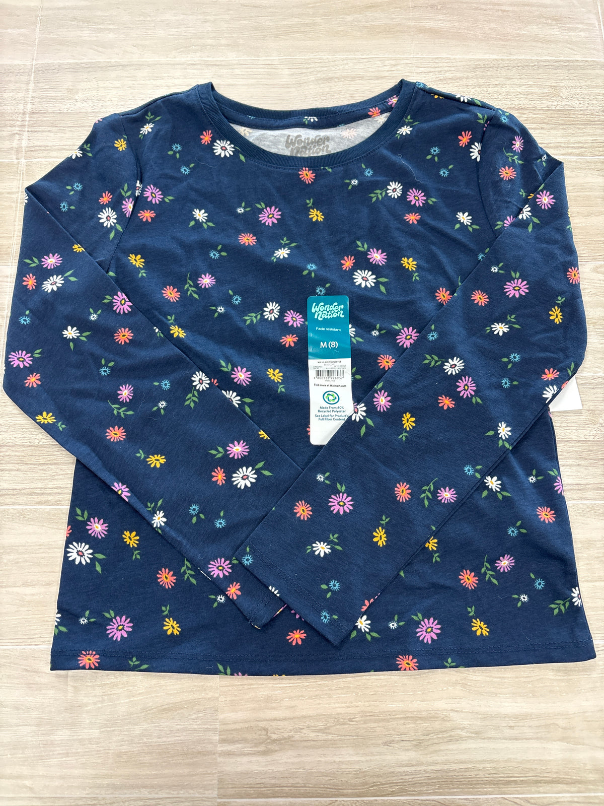 NWT 8 Navy Floral Long Sleeve