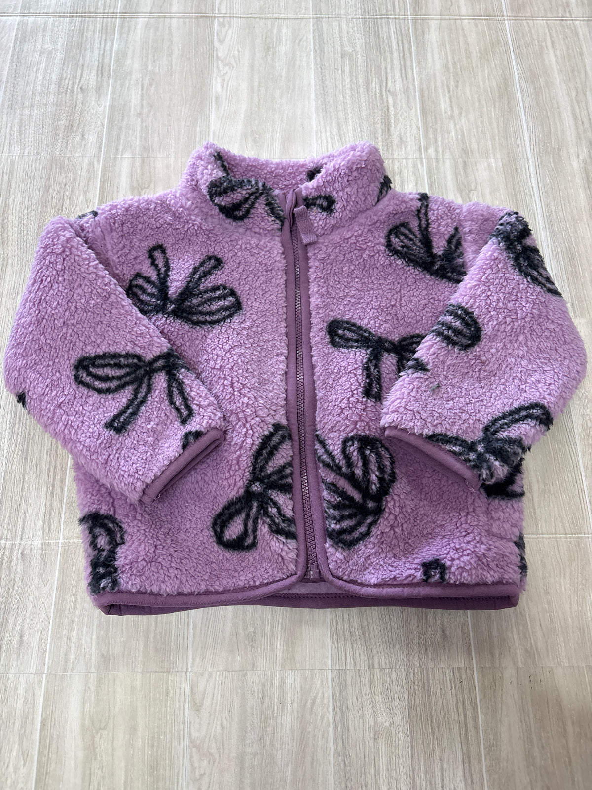 12m Purple Bow Teddy Zip Up Jacket
