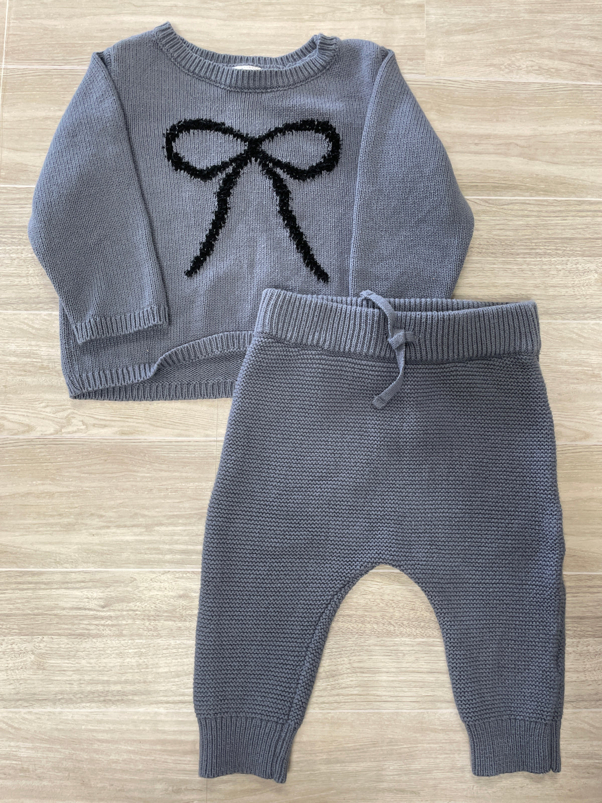 6m Blue Bow Knit 2 Piece Set
