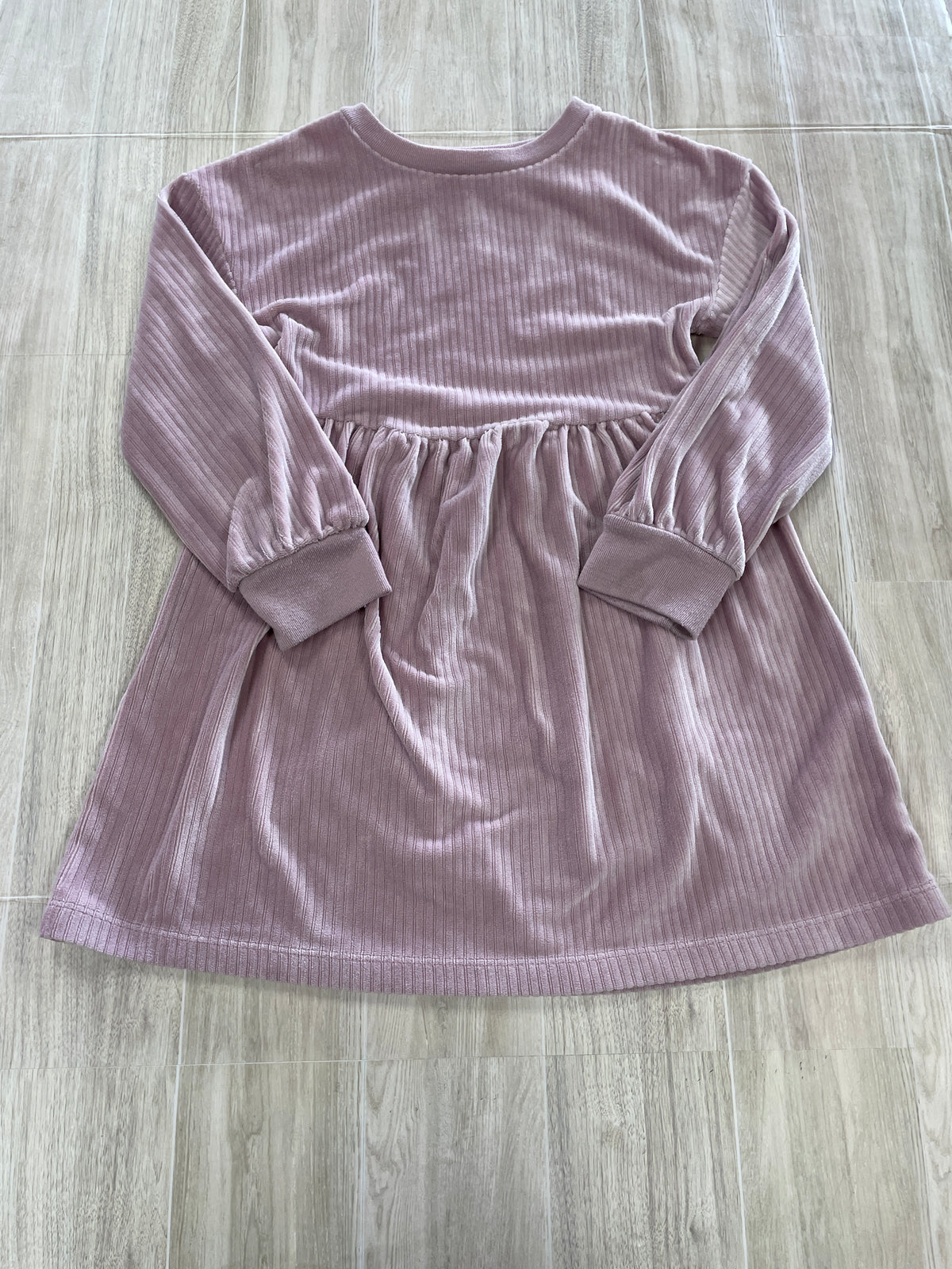 4T Light Pink Ribbed Velour Long Sleeve