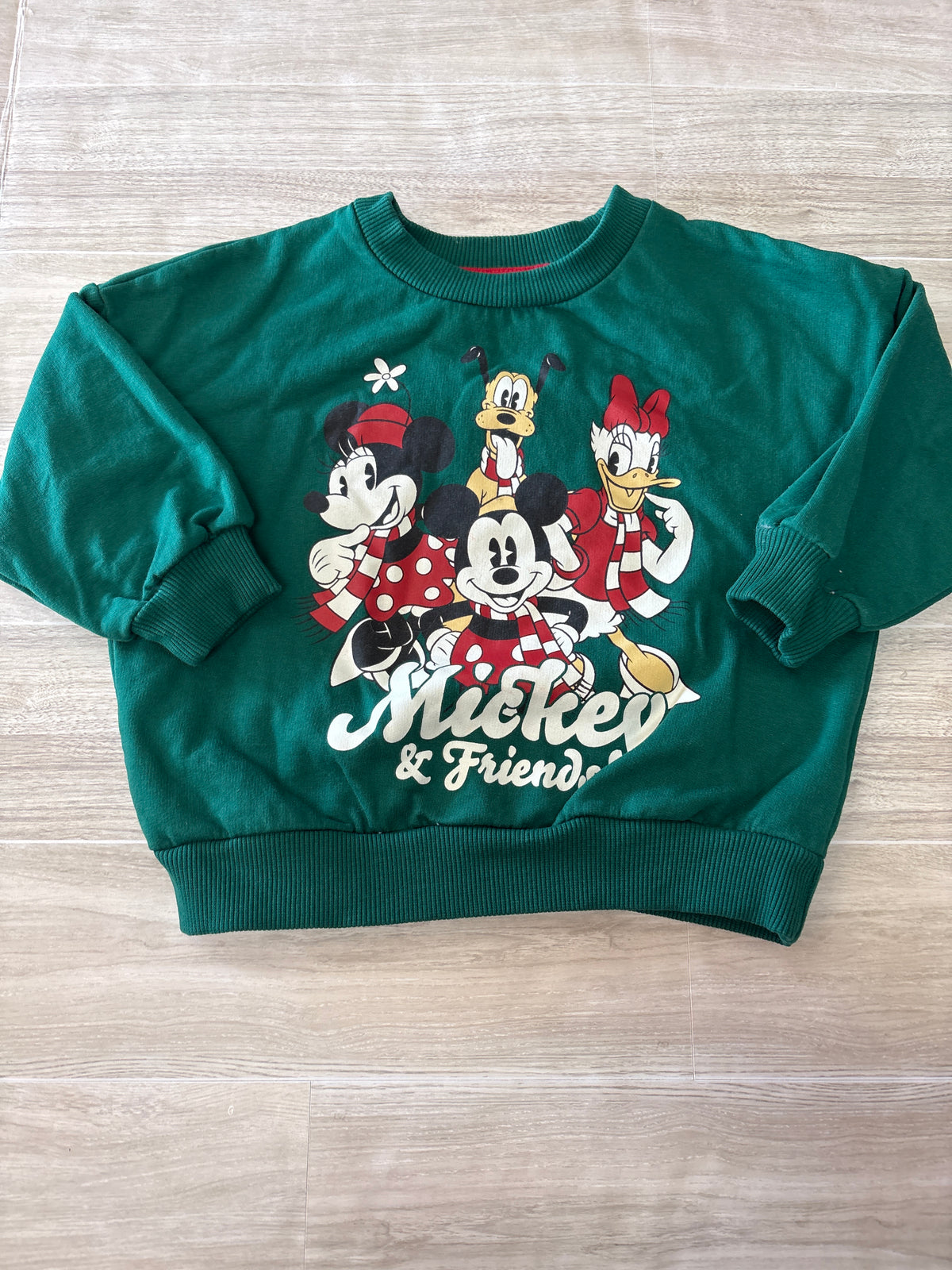 18m Green Mickey & Friends Holiday Graphic Crewneck