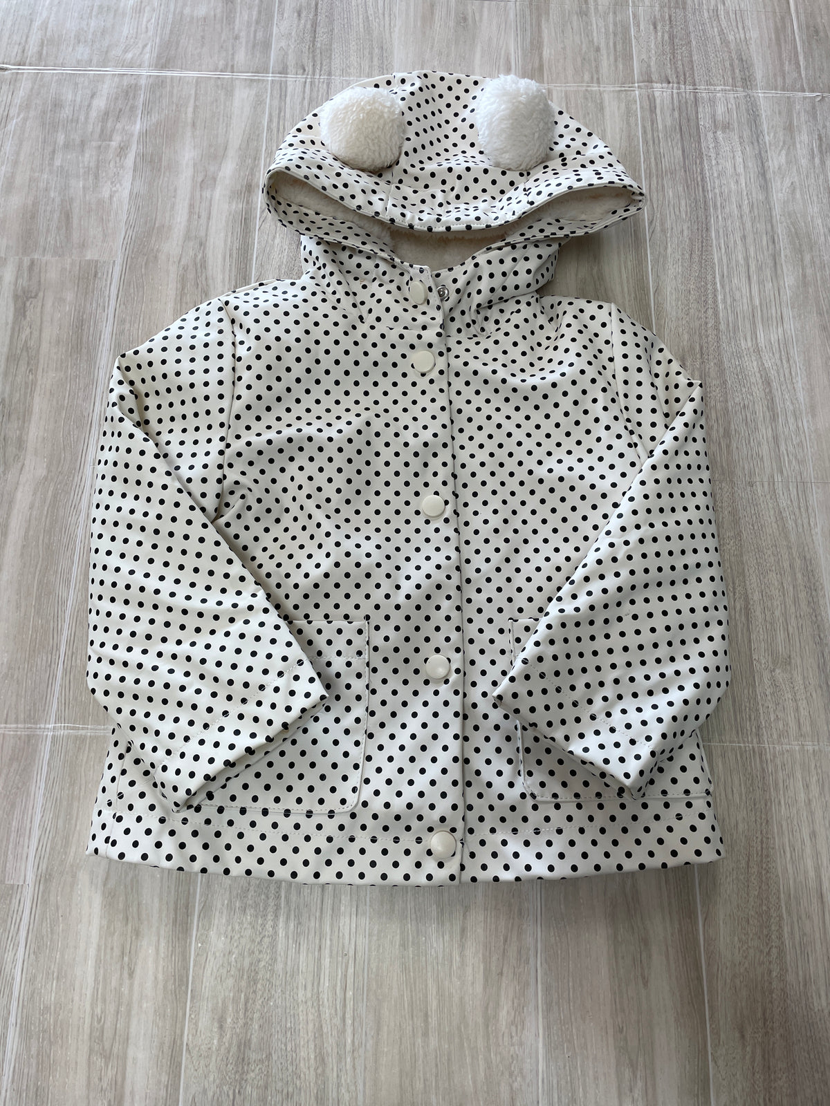 18m C&C California Polka Dotted Fur Lined Rain Coat