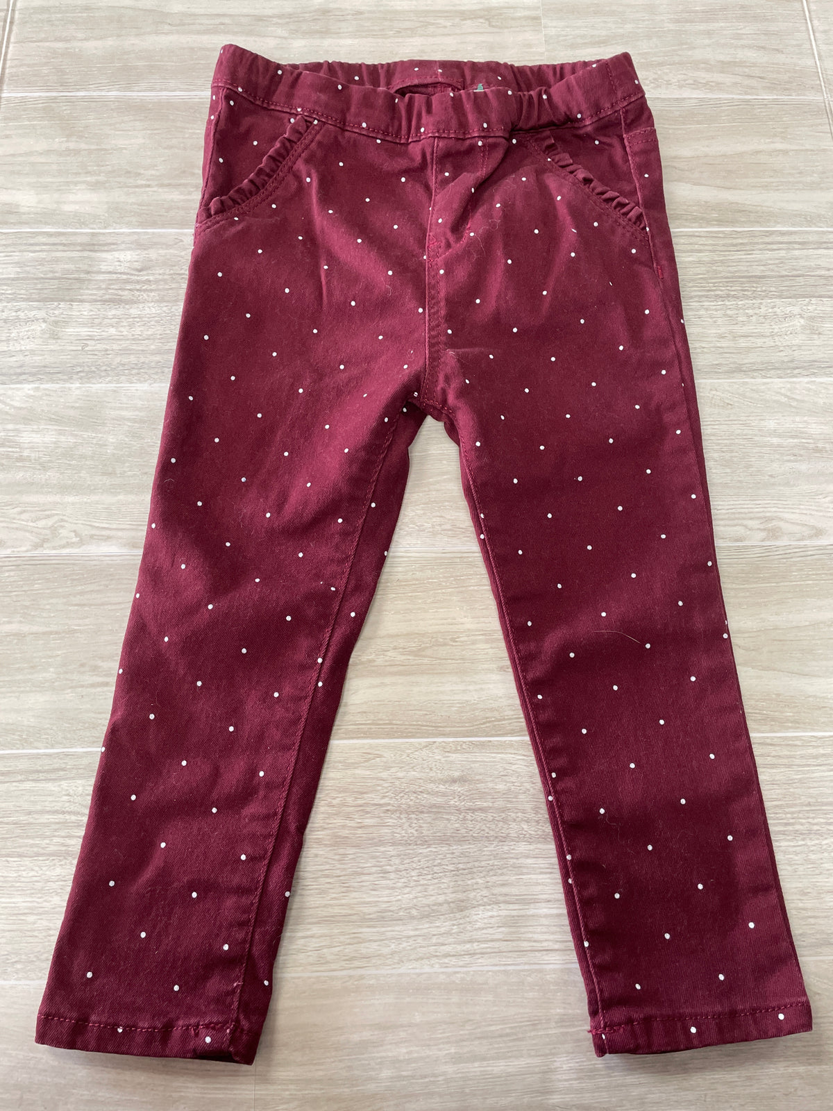 2T Maroon Polka Dot Skinny Denim