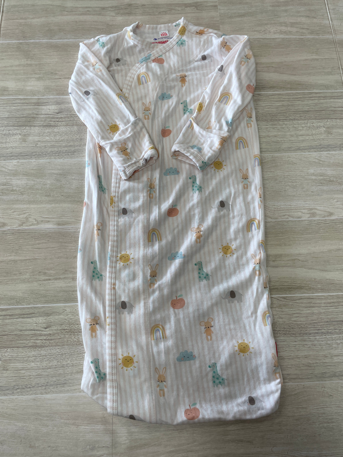 0-3m Magenetic Me Blush/White Striped Printed Gown