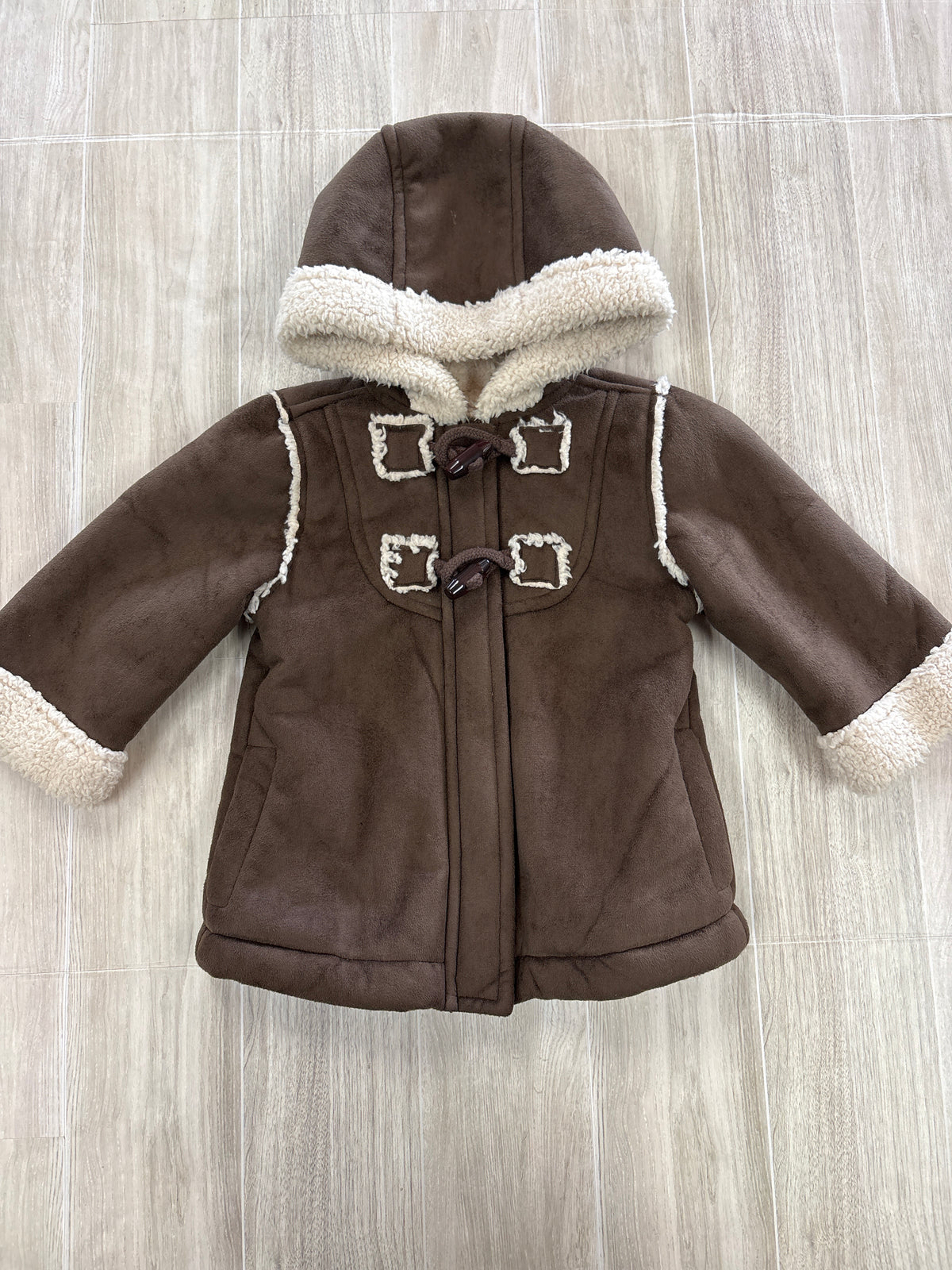 6-12m Brown Suede Zip Up Fur Lined Jacket