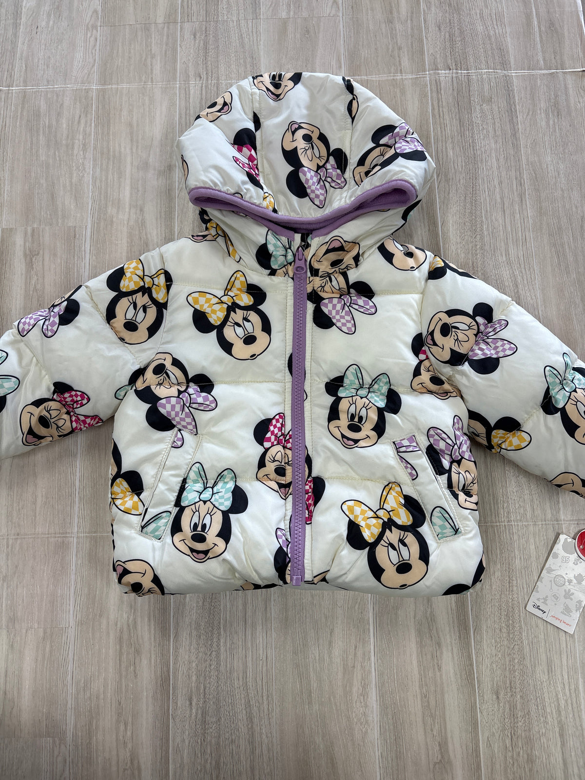 NWT 12m Cream Multi Minnie Puffer Jacket