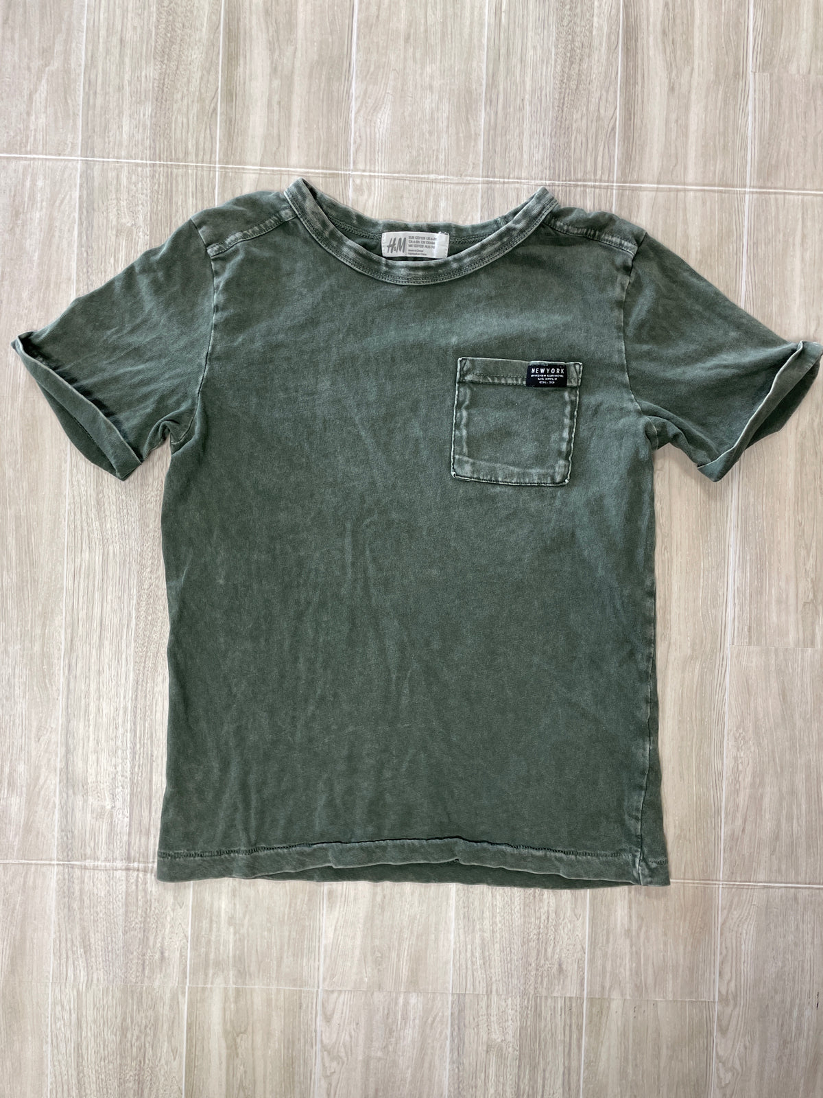6/8 Acid Wash Olive Pocket Tee
