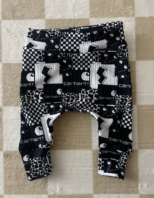 QK 0-3M Black Carhartt Patchwork Harem Pants