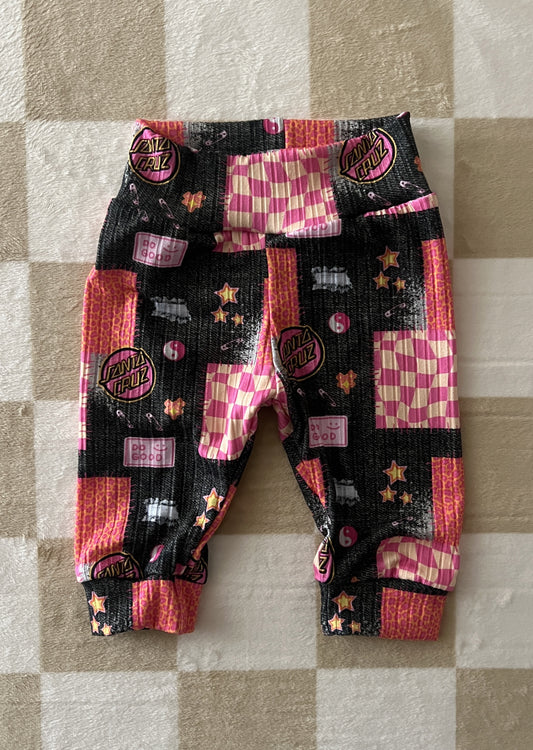 QK 0-3M Santa Cruz Pink Patch Lounge Pants