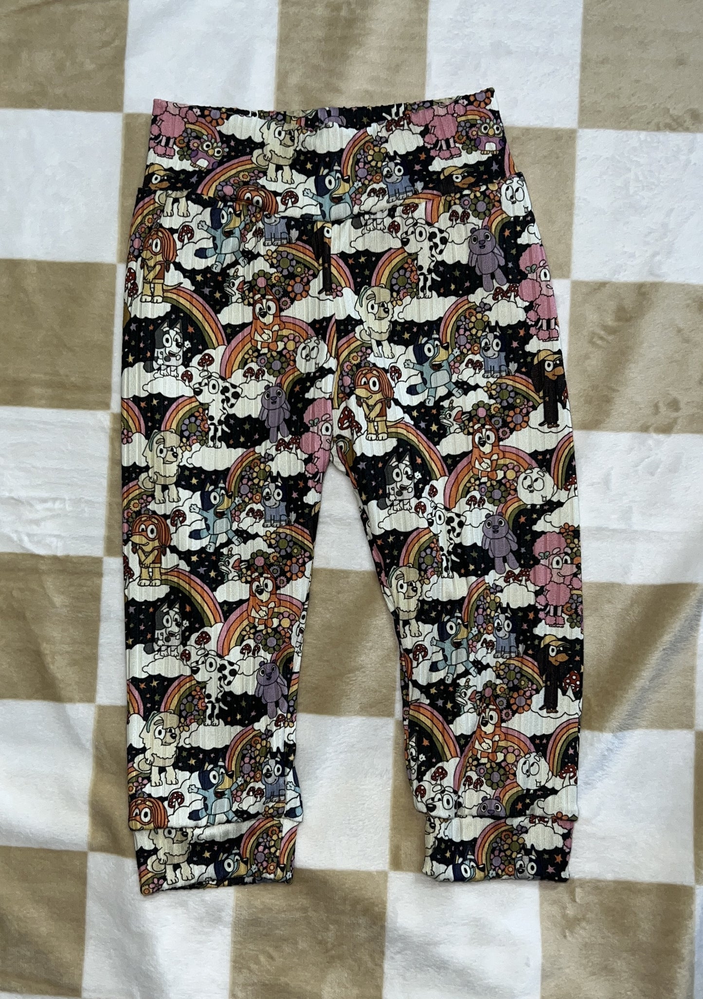 QK 9-12M Retro Blue Dog Lounge Pants