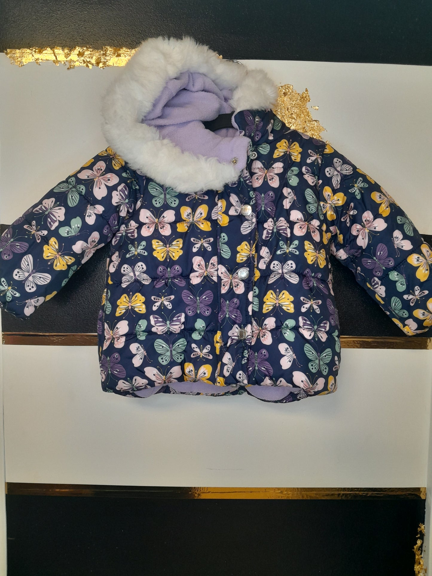 Carters Butterfly Fleece Lined Puffer Jacket