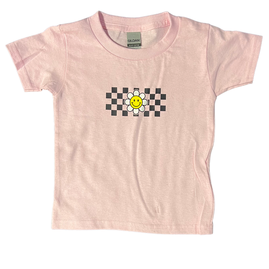 3T Pink Checkered Daisy Tee