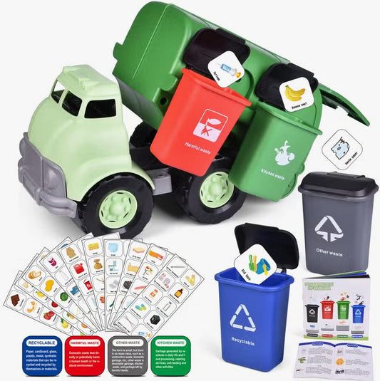 Friction Powered Garbage Truck Waste Sorting with 4 Cans